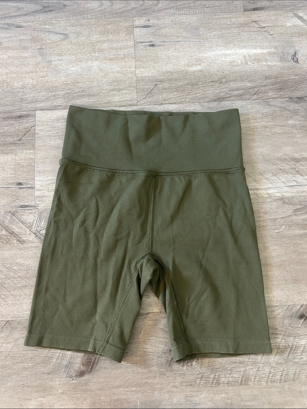 DSG High-Waist Olive Ribbed Women’s Biker Shorts